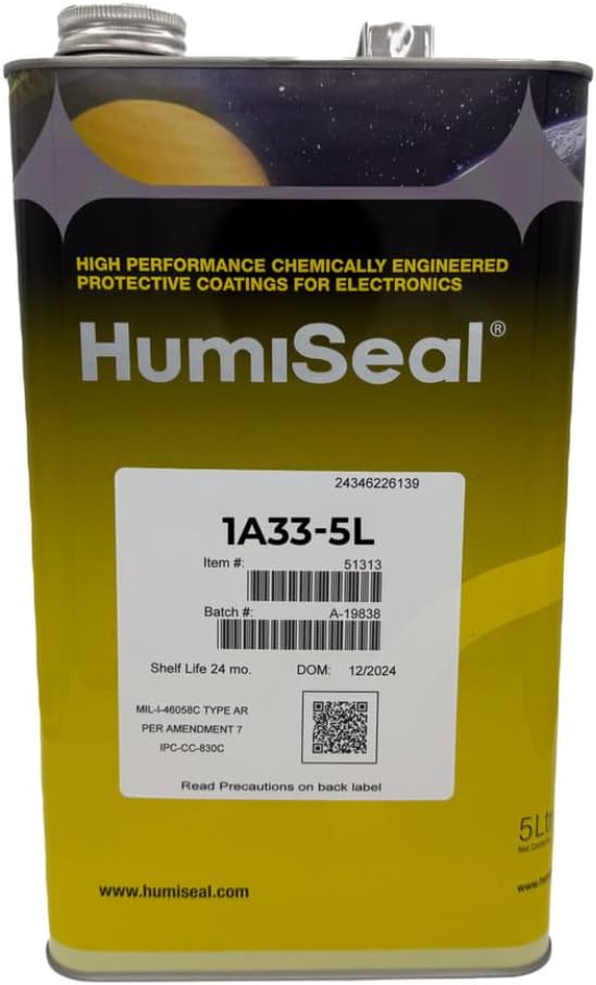 HumiSeal, 51386,1A33, Polyurethane Conformal Coating- Single Component, Fast Drying - Protective Coating for Printed Circuit Boards- 5L
