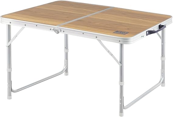 Haegs Portable Camping Table, 2 Height Adjustable, Folding Picnic Table, Easy Portable Aluminum Table - 90x50 - Hareli Walnut