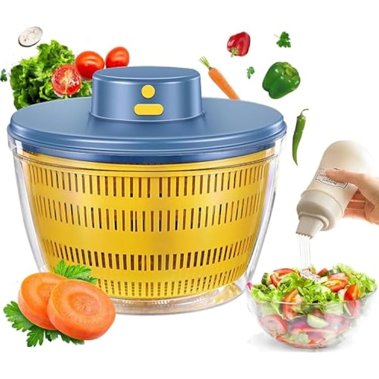 Electric Salad Spinner 4.2-Quart Lettuce spinner,Fruit cleaner spinner Vegetable Dryer,Fruit Washer with Bowl and Colander,Salad Dryer Mixer for Vegetables,Greens, Herbs, Berries