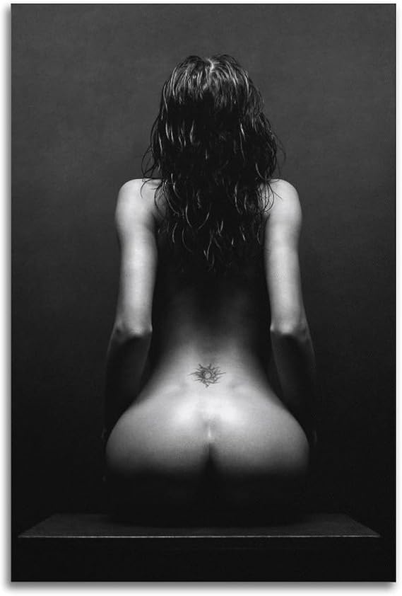 Erotic Sexy Woman Sensual Girl Half Naked Nice Buttocks Black And White Poster Wall Art Picture Painting Canvas Prints Artworks Bedroom Living Room Decor 12x18inch(30x45cm)