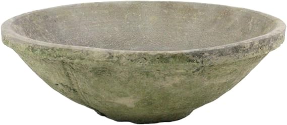HomArt Rustic Terra Cotta Bowl, Medium, Moss Grey, 1-Count