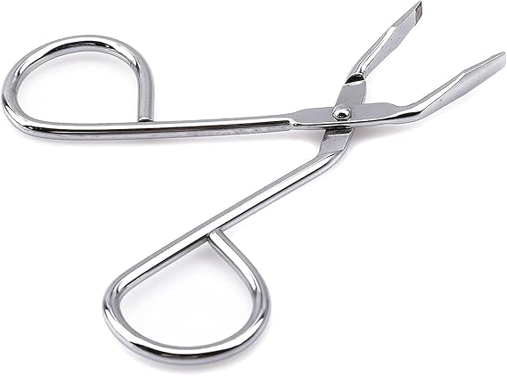 Silver Eyebrow Scissors,Elbow Pliers Clip Scissors,Flat Tip Hair Plucker Removal Tweezers,Stainless Steel