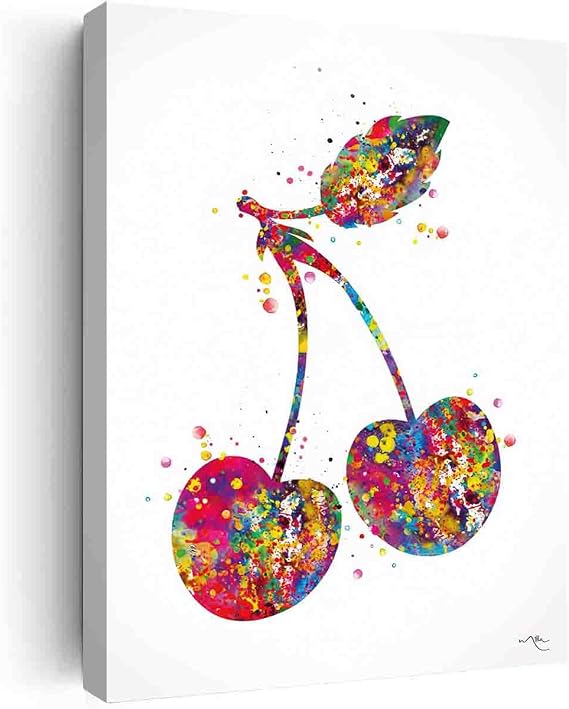 Office Wall Art Poster,Cherry Watercolor Print Kitchen Decor Home Fruit Decor Red Cherry Decor Kitchen Wall Art Dining Room Wall Art Fruit Art Cherry Painting- 8 in x12 in-Ready to hang