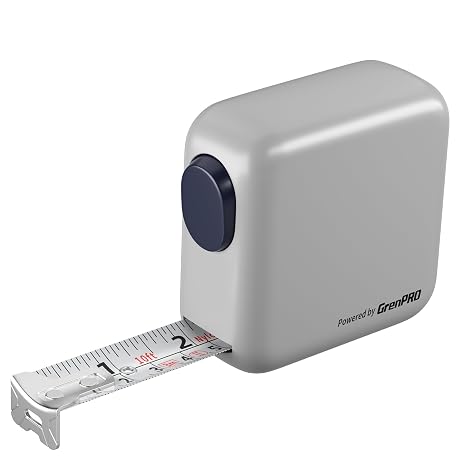 GRENPRO Self-Locking Tape Measure, 10ft/3m Dual Scale, Stiff Blade Grey