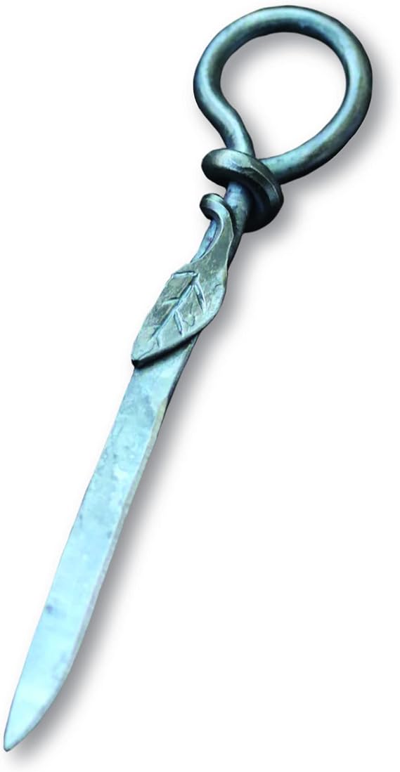 Wicks Forge Letter Opener Cast Iron Knife | Luxury, Rustic & Antique Style Desk Accessory for Cutting Open Paper Envelopes & Packages | Made in USA | by Wicks Forge | Leaf