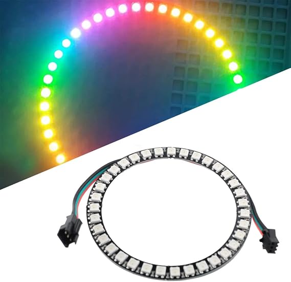 35 Bits WS2812 Addressable LED Ring with SM2.54-3P Connector Wire, DC5V WS2812B 5050 RGB LED with Built-in Driver Pixels Individual Control for Arduino ESP8266 Nodemcu