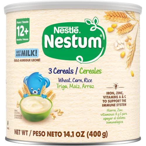 Nestle Nestum Junior Cereal, 3 Cereals - Wheat, Corn & Rice, Made for Toddlers 12 Months, 14.1 OZ Canister Pack of 1