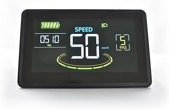 Ebike Display H6C, UART No. 2 Protocol, 24V-60V Colorful Cycling Computer with Charging Port for Mobile Devices, Ebike LCD Display to Enrich Cycling Journey