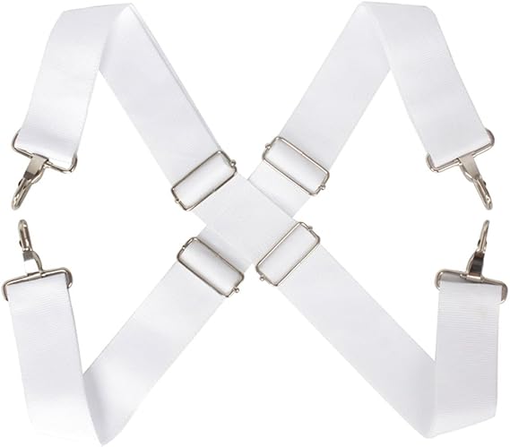 Vaguelly 2pcs Parade Marching Straps Metal Holder Adjustable Sling Cross Snare Shoulder Band Drum Instrument White Clip Belt