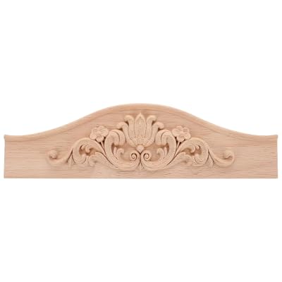 STOBAZA Carved Wood Applique Onlay Decorative European Style Pediment for Wine Cabinets Wardrobes Furniture Accent 11.41X3.14X0.78 Inches