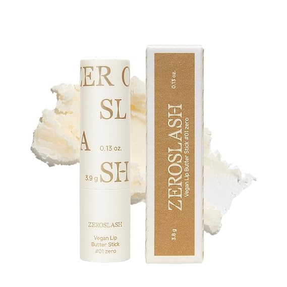 Zeroslash Vegan Lip Butter Stick with Shea Butter & Squalane 0.13oz Hydrating Lip Balm for Dry, Chapped Lips | Plant-Based Lip Care with 6 Natural Oils | Overnight Lip Mask | Korean Lip Balm