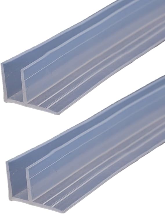 2PCS 2m F Shape Bath Shower Screen Door Seal, Strip for Glass Thickness 6mm Seal Gap, Rubber Plastic Bath Shower Screen Seal Strip for Glass Door