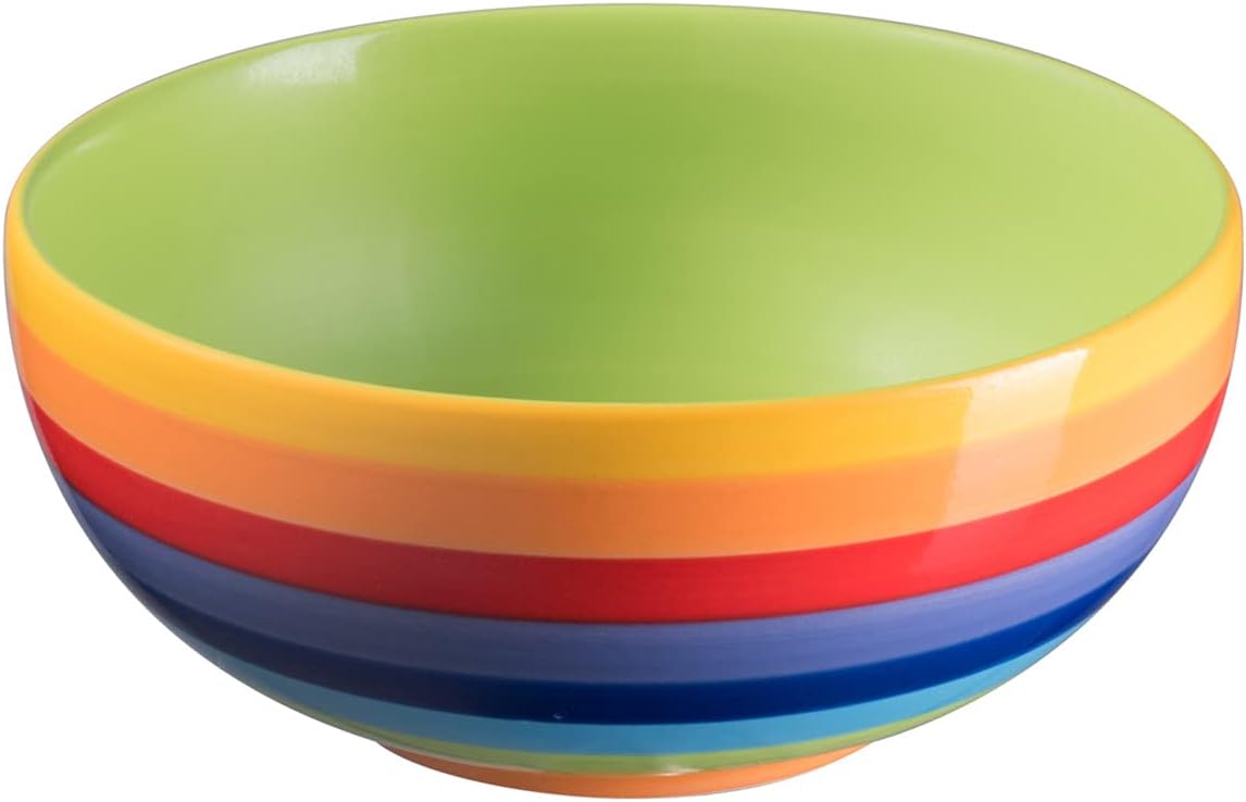 Purity Style Hand Painted Rainbow Stripe Ceramic Cereal Bowl
