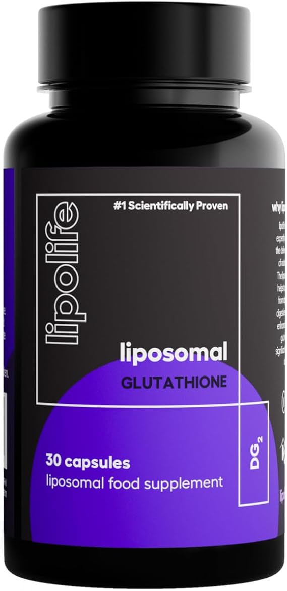 Liposomal Glutathione Capsules – 30 Capsules Month Supply, High Absorption Glutathione Supplement, Antioxidant Detox Support, Reduced Glutathione DG2, Lipolife