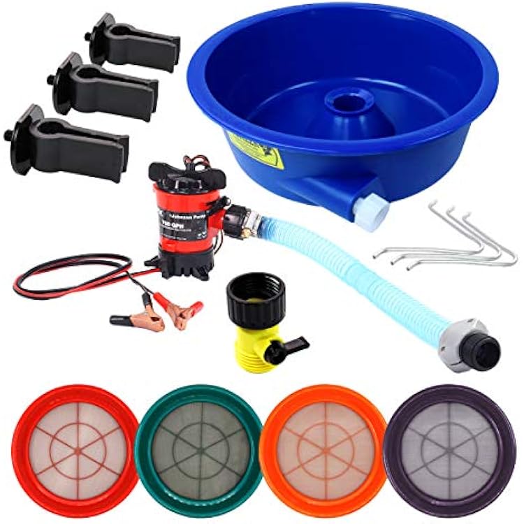 Deluxe Gold Prospecting Kit with Pump, Leg Levelers and 4 Classifiers Mesh 20, 30, 50 and 100