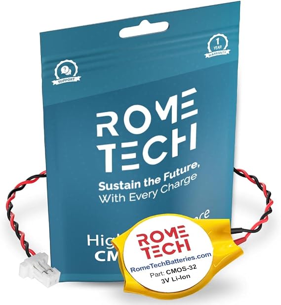 Rome Tech CR1616 CMOS Battery for Samsung Chromebook 3 XE303C12 / Series 5 NP510R5E- Laptop Backup BIOS RTC 3V CR 1616 Battery with 2 Wire Long Cable and Connector