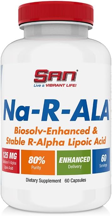 SANs Na-R-ALA - Stabilized R-Alpha Lipoic Acid 125mg per Serving [High Potency & Increased Absorption], 60 Capsules