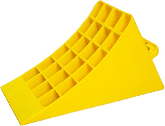 Berry Heavy Duty Wheel Chock with Handle | 45x 25CM Plastic Wheel Stop - Yellow | Portable Non-slip Parking Block | Honeycomb Tire Chock for Cars, Commercial Vehicles, Trucks (1 Pcs)