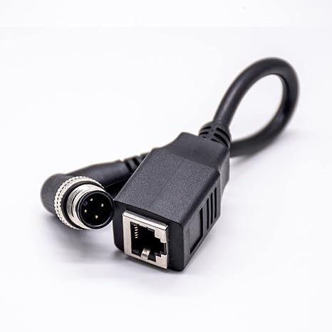 Elecbee M12 4 Pin A Code Connector Male Right Angle to RJ45 8P8C Female Straight Cable Cordsets 0.2M RJ45 8P8C to M12 4Pin Male 90 Degree Connector