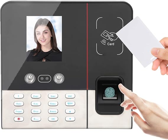 2.8in IP Fingerprint Attendance Machine, Face Fingerprint Password ID Card Recognition Time Attendance Clock, Biometric Password Access Controller, for Employee Checking-in Recorder(UK)