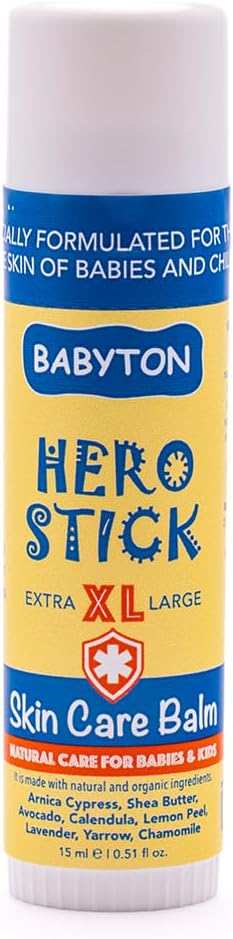 Babyton Hero Stick Skin Care Balm - Bug Bite Itch Relief for Kids, Toddlers,Diaper Bag Must-Have, Natural Soothing Boo Boo Stick Anti Itch Balm for Mosquito Bites for Babies and Children 15ml