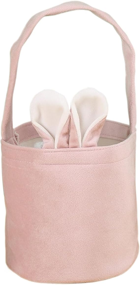 Easter Basket, Bunny Basket Eggs Hunt Gifts (Pink)