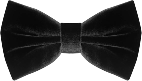 Luckyvestir Men's Velvet Bow Tie, Pre-Tied Adjustable Bowties, Silk Black Neckties for Men Women for Party Business Gift