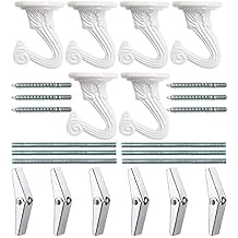 6 Sets Ceiling Hooks White Heavy Duty Swag Hooks with Steel Screws Bolts and Toggle Wings for Hanging Plants Ceiling Installation Cavity Wall Fixing