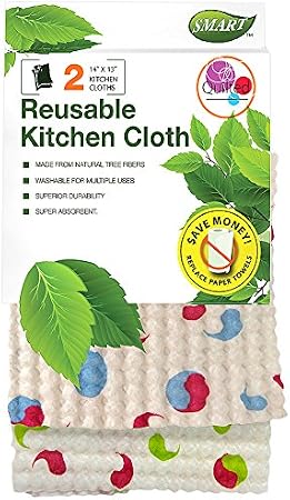 Smart 10047 Reusable Quilted Kitchen Cloth, Swirl Pattern, 2-Pack