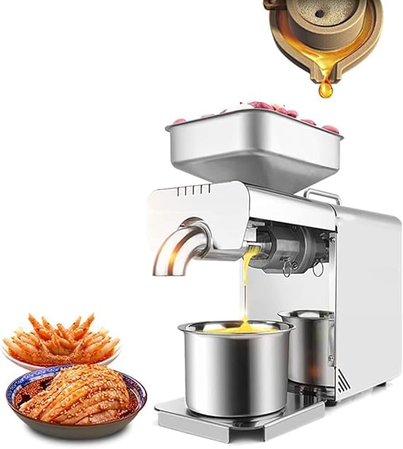 Oil Press Machine 610W Cold/Hot Press Automatic Nuts Seeds Oil Extractor Organic Oil Extractor Household Commercial Grade 304 Stainless Steel Oil Press Machine Intelligent Control 110V