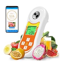Smart Brix Refractometer, YINMIK Digital Brix (0-60%) Tester, Sugar Temperature Meter with ATC, Portable Brix Meter for Fruit, Home Wine & Beer Brewing, Coffee, Maple Syrup, Juice, Food, Vegetable