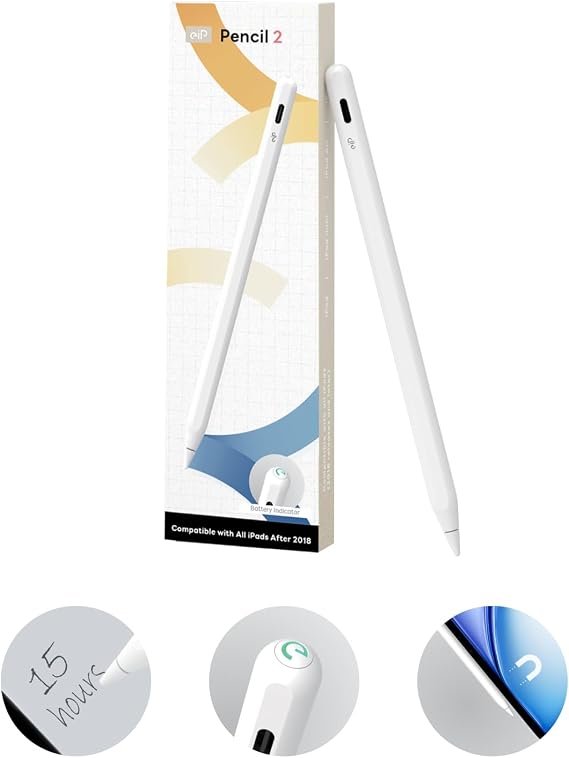 eiP Pencil 2 Magnetic Stylus Pen with 2X Durable Tips for iPad Pro Air mini