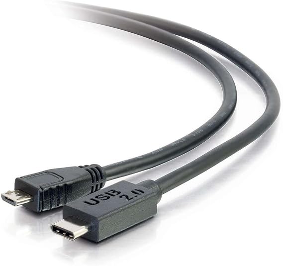 C2G USB Cable, USB 2.0 Cable, USB C to Micro USB B Cable, Black, 12 Feet (3.65 Meters), Cables to Go 28853