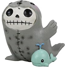 Ebros Gift Larger Furry Bones Collectible Sea Marine Ocean World Marine Elephant Seal with Mini Whale Friend Skeleton Monster Figurine 3.25" H Furrybones Collector Sculpture