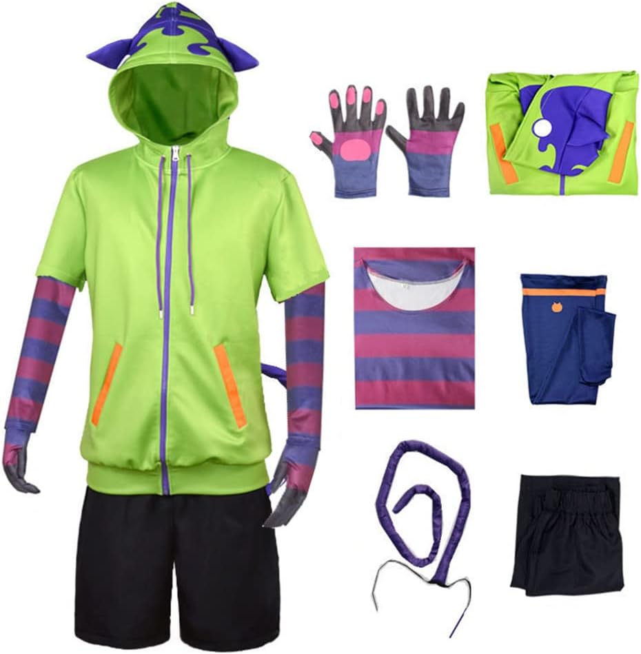 Anime costume Animal cat Halloween green uniform set cosplay costume