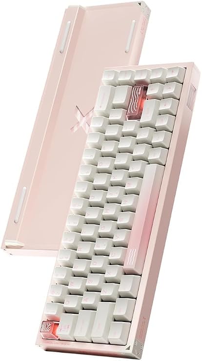 Defender 68 Gaming Keyboard Wired Hot Swappable Gasket Mount RGB Custom Key Board (Pink)
