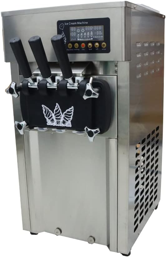 Commercial Soft Serve Ice Cream Machine 3 Flavor Commercial Ice Cream Maker Machine with LED Display 3.5L*2 16-18L/H 110V 1.2kw Stainless Steel