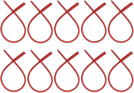 High Enema Tube, 20FR, Red Latex, Flexible Tubing, Universal Fit, 10-Pack | For Water & Coffee Enema Use, Deep Cleanse, Smooth Rounded Comfort Tip, Fits Standard Bags & Buckets, Hose Connector Included