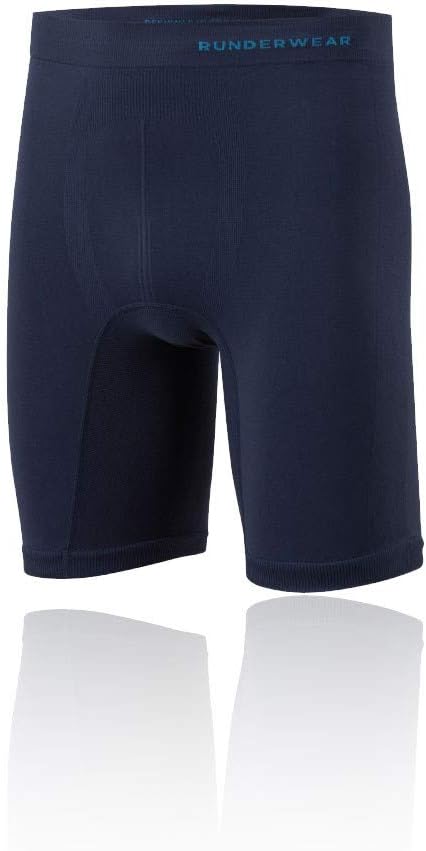 Runderwear Men's Long Boxer Briefs (7.5" inch) - Chafe-Free Running Underwear (X-Large (36" - 38" waist), Navy)