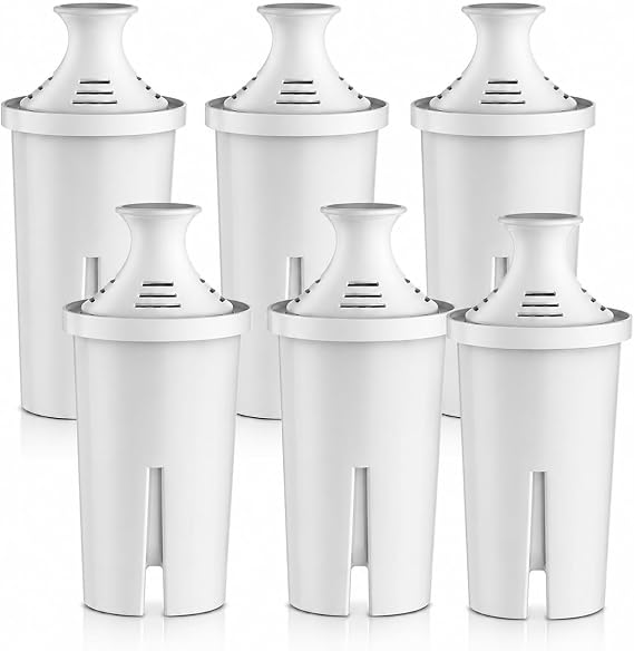 Water Filter Replacement for Brita Pitchers & Dispensers Classic OB03 Mavea 1070076-Pack | Advanced Coconut Carbon Reduces Chlorine & Bad Taste for Crisp Drinking Water