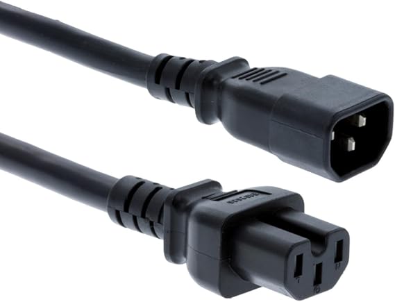 CablesAndKits Heavy Duty C14 to C15 Power Cord, 14 AWG, 6ft, 15A