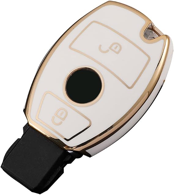 For Mercedes Benz class S C E M SL SLS CLK G SLK CLS W203 2 Button Car Key Fob Cover TPU Smart Key Case Protection Shell Accessories (A Type) White
