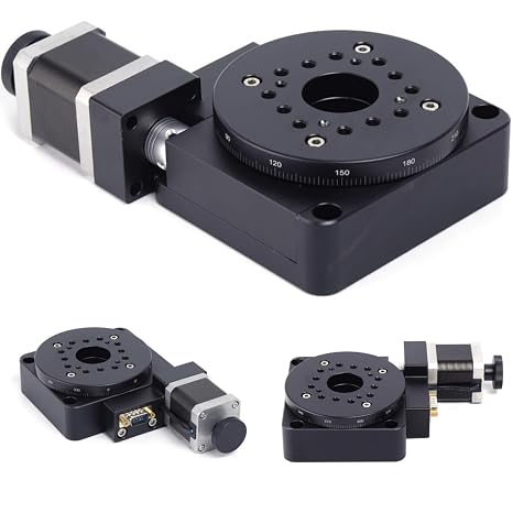 Rotating Platform HT03RA100 Electric Rotating Machine Electric Precision Rotary Stages Table Diameter 100mm Rotating Platform Motorized Rotation Stage Worm Gear