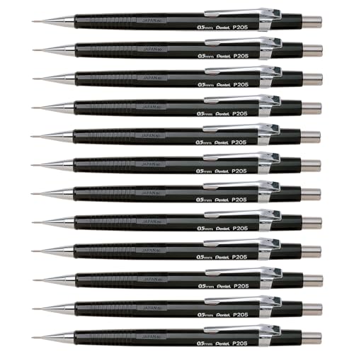 Pentel Sharp Mechanical Pencil 0.5mm, Black Barrel, 12 Pack