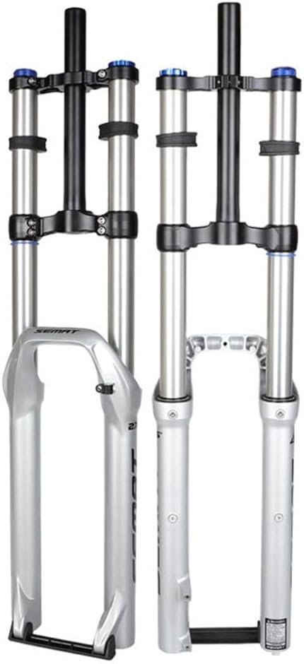 26/27.5/29" Mountain Bike Air Suspension Fork 160/180/200mm Travel 1-1/8" Straight Front Fork XC/AM Double Crown Shock Absorber Fork Damping Adjust 9 * 100mm QR(Silver 160MM,26in)