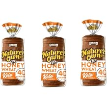 Nature&amp;#39;s Own Life 40 Calories Honey KETO Wheat Bread 3-Pack - 16 oz Each Loaf, Low Calorie, Healthy, Delicious, Non-GMO, NO High Fructose Corn Syrup, No Artificial Flavors