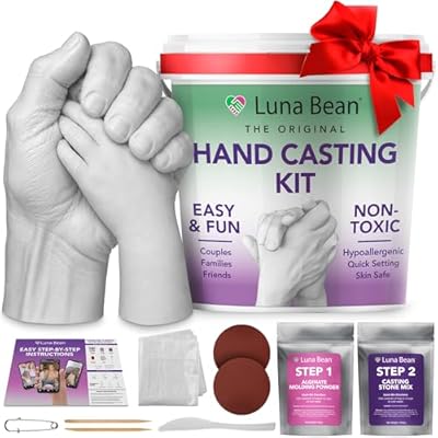 Luna Bean Hand Casting Kit The Original Hand Mold Kit for Couples Gifts for Him and Her - Anniversary Engagement Birthday Gifts for Women Men Mom Wife Boyfriend Girlfriend Wedding Bridal Shower