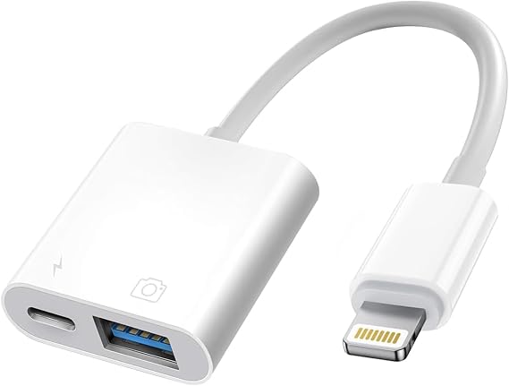 Apple MFI Certified Lightning to USB Camera Adapter, USB 3.0 OTG Cable Adapter for iPhone 14 13 12 11 XS XR X SE 8 7 6 5 iPad to Connect Card Reader, Keyboard, Mouse, Piano, USB Flash Drive (White)