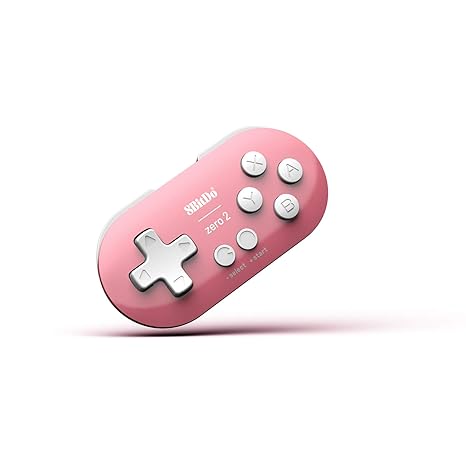 8Bitdo Zero 2 Bluetooth Gamepad Keychain Sized Mini Controller for Switch/Switch 2, Windows, Android (Pink Edition)