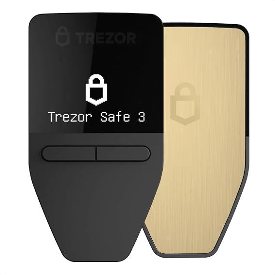 Trezor Safe 3 - Passphrase & Secure Element Protected Crypto Hardware Wallet - Buy, Store, Manage Digital Assets Simply and Safely (Solar
